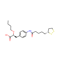 CCCCO[C@@H](Cc1ccc(NC(=O)CCCC[C@@H]2CCSS2)cc1)C(=O)O ZINC000043024335