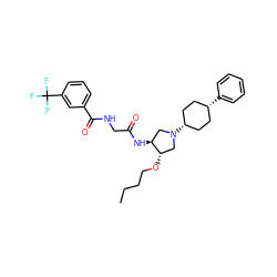 CCCCO[C@H]1CN([C@H]2CC[C@@H](c3ccccc3)CC2)C[C@@H]1NC(=O)CNC(=O)c1cccc(C(F)(F)F)c1 ZINC000253961416