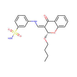 CCCCO[C@H]1Oc2ccccc2C(=O)/C1=C\Nc1cccc(S(N)(=O)=O)c1 ZINC000653851921