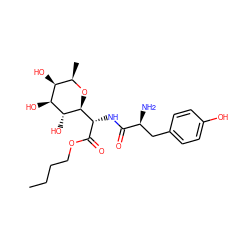 CCCCOC(=O)[C@@H](NC(=O)[C@@H](N)Cc1ccc(O)cc1)[C@@H]1O[C@H](C)[C@H](O)[C@H](O)[C@H]1O ZINC000027844358