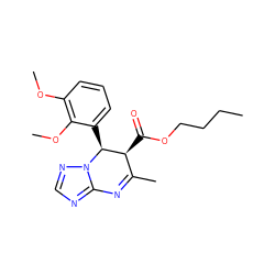 CCCCOC(=O)[C@H]1C(C)=Nc2ncnn2[C@H]1c1cccc(OC)c1OC ZINC000100251625