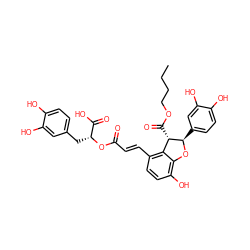 CCCCOC(=O)[C@H]1c2c(/C=C/C(=O)O[C@H](Cc3ccc(O)c(O)c3)C(=O)O)ccc(O)c2O[C@@H]1c1ccc(O)c(O)c1 ZINC000084652854