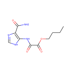 CCCCOC(=O)C(=O)Nc1[nH]cnc1C(N)=O ZINC000013756626