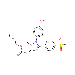 CCCCOC(=O)Cc1cc(-c2ccc(S(C)(=O)=O)cc2)n(-c2ccc(OC)cc2)c1C ZINC000045337864