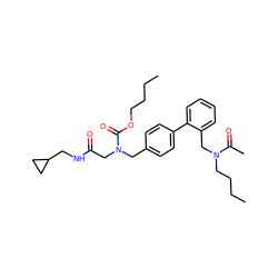 CCCCOC(=O)N(CC(=O)NCC1CC1)Cc1ccc(-c2ccccc2CN(CCCC)C(C)=O)cc1 ZINC000029413608