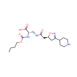 CCCCOC(=O)N[C@@H](CNC(=O)C[C@@H]1CC(C2CCNCC2)=NO1)C(=O)O ZINC000013763408