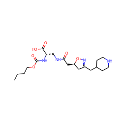 CCCCOC(=O)N[C@@H](CNC(=O)C[C@@H]1CC(CC2CCNCC2)=NO1)C(=O)O ZINC000013763414