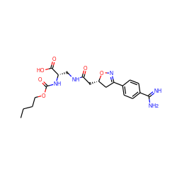 CCCCOC(=O)N[C@@H](CNC(=O)C[C@H]1CC(c2ccc(C(=N)N)cc2)=NO1)C(=O)O ZINC000004394022