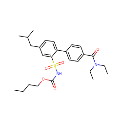 CCCCOC(=O)NS(=O)(=O)c1cc(CC(C)C)ccc1-c1ccc(C(=O)N(CC)CC)cc1 ZINC000040894271