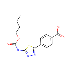 CCCCOC(=O)Nc1nnc(-c2ccc(C(=O)O)cc2)s1 ZINC000084689912