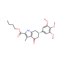 CCCCOC(=O)c1[nH]c2c(c1C)C(=O)C[C@@H](c1cc(OC)c(OC)c(OC)c1)C2 ZINC000004912179