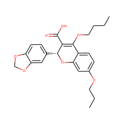 CCCCOC1=C(C(=O)O)[C@@H](c2ccc3c(c2)OCO3)Oc2cc(OCCC)ccc21 ZINC000013473371