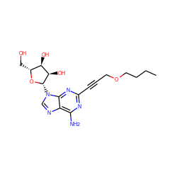 CCCCOCC#Cc1nc(N)c2ncn([C@@H]3O[C@H](CO)[C@@H](O)[C@H]3O)c2n1 ZINC000012405275