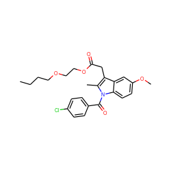 CCCCOCCOC(=O)Cc1c(C)n(C(=O)c2ccc(Cl)cc2)c2ccc(OC)cc12 ZINC000026732640