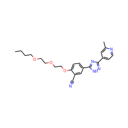 CCCCOCCOCCOc1ccc(-c2nc(-c3ccnc(C)c3)n[nH]2)cc1C#N ZINC000040867265