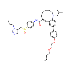 CCCCOCCOc1ccc(-c2ccc3c(c2)/C=C(/C(=O)Nc2ccc([S@+]([O-])Cc4cncn4CCC)cc2)CCCCCN3CC(C)C)cc1 ZINC000028570223