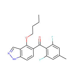 CCCCOc1c(C(=O)c2c(F)cc(C)cc2F)ccc2[nH]ncc12 ZINC000064503978