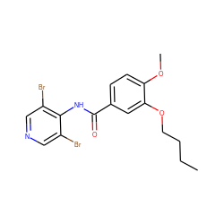 CCCCOc1cc(C(=O)Nc2c(Br)cncc2Br)ccc1OC ZINC000013737022