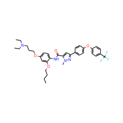 CCCCOc1cc(OCCCN(CC)CC)ccc1NC(=O)c1cc(-c2ccc(Oc3ccc(C(F)(F)F)cc3)cc2)nn1C ZINC000169308191