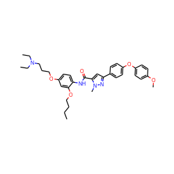 CCCCOc1cc(OCCCN(CC)CC)ccc1NC(=O)c1cc(-c2ccc(Oc3ccc(OC)cc3)cc2)nn1C ZINC000169312788