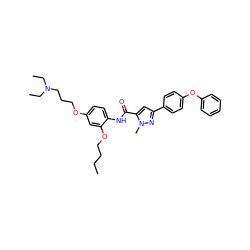 CCCCOc1cc(OCCCN(CC)CC)ccc1NC(=O)c1cc(-c2ccc(Oc3ccccc3)cc2)nn1C ZINC000169312784