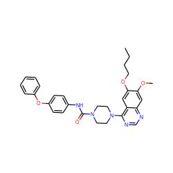 CCCCOc1cc2c(N3CCN(C(=O)Nc4ccc(Oc5ccccc5)cc4)CC3)ncnc2cc1OC ZINC000013528691