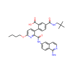 CCCCOc1ccc(-c2ccc(C(=O)NCC(C)(C)C)cc2C(=O)O)c(C(=O)Nc2ccc3c(N)nccc3c2)n1 ZINC000096283221