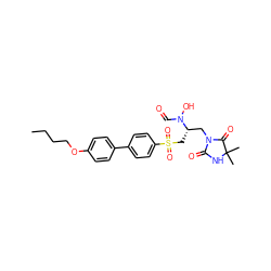 CCCCOc1ccc(-c2ccc(S(=O)(=O)C[C@@H](CN3C(=O)NC(C)(C)C3=O)N(O)C=O)cc2)cc1 ZINC000013471914