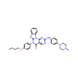 CCCCOc1ccc(-n2c(=O)c3cnc(Nc4ccc(N5CCN(C)CC5)cc4)nc3n3c4ccccc4nc23)cc1 ZINC000053206633