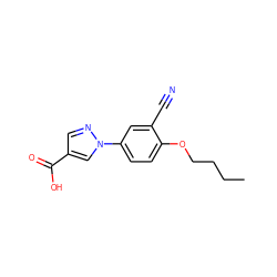 CCCCOc1ccc(-n2cc(C(=O)O)cn2)cc1C#N ZINC000027991993