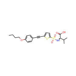 CCCCOc1ccc(C#Cc2ccc(S(=O)(=O)N[C@@H](C(=O)O)C(C)C)s2)cc1 ZINC000013797376