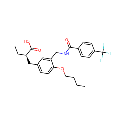 CCCCOc1ccc(C[C@@H](CC)C(=O)O)cc1CNC(=O)c1ccc(C(F)(F)F)cc1 ZINC000028652253