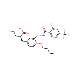 CCCCOc1ccc(C[C@@H](CCC)C(=O)O)cc1CNC(=O)c1ccc(C(F)(F)F)cc1F ZINC000028652332