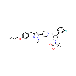 CCCCOc1ccc(Cc2cc(C3CCN(C[C@H]4CN([C@@H](C(=O)O)C(C)(C)C)C[C@@H]4c4cccc(F)c4)CC3)n(CC)n2)cc1 ZINC000095606410