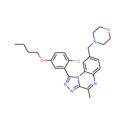 CCCCOc1ccc(Cl)c(-c2nnc3c(C)nc4ccc(CN5CCOCC5)cc4n23)c1 ZINC000149295597