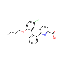 CCCCOc1ccc(Cl)cc1-c1ccccc1-c1cccc(C(=O)O)n1 ZINC000040974003