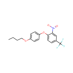 CCCCOc1ccc(Oc2ccc(C(F)(F)F)cc2[N+](=O)[O-])cc1 ZINC000001689072