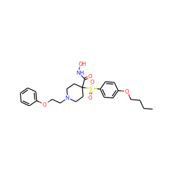 CCCCOc1ccc(S(=O)(=O)C2(C(=O)NO)CCN(CCOc3ccccc3)CC2)cc1 ZINC000013521060