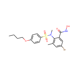 CCCCOc1ccc(S(=O)(=O)N(C)c2c(C)cc(Br)cc2C(=O)NO)cc1 ZINC000013440696