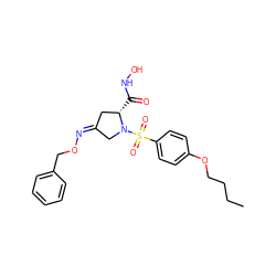 CCCCOc1ccc(S(=O)(=O)N2C/C(=N\OCc3ccccc3)C[C@@H]2C(=O)NO)cc1 ZINC000027619468