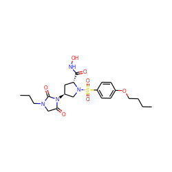 CCCCOc1ccc(S(=O)(=O)N2C[C@@H](N3C(=O)CN(CCC)C3=O)C[C@@H]2C(=O)NO)cc1 ZINC000013835771