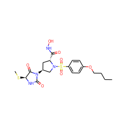 CCCCOc1ccc(S(=O)(=O)N2C[C@@H](N3C(=O)N[C@@H](SC)C3=O)C[C@@H]2C(=O)NO)cc1 ZINC000013835765