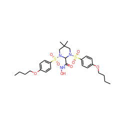 CCCCOc1ccc(S(=O)(=O)N2CC(C)(C)CN(S(=O)(=O)c3ccc(OCCCC)cc3)C2C(=O)NO)cc1 ZINC000027184268