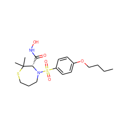 CCCCOc1ccc(S(=O)(=O)N2CCCSC(C)(C)[C@@H]2C(=O)NO)cc1 ZINC000013801764