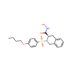 CCCCOc1ccc(S(=O)(=O)N2Cc3ccccc3C[C@@H]2C(=O)NO)cc1 ZINC000013472383