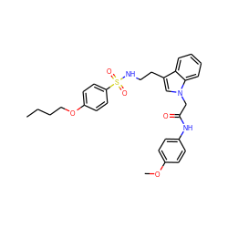 CCCCOc1ccc(S(=O)(=O)NCCc2cn(CC(=O)Nc3ccc(OC)cc3)c3ccccc23)cc1 ZINC000096937935