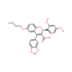 CCCCOc1ccc2c(c1)C(c1ccc3c(c1)OCO3)=C(C(=O)O)[C@H](c1ccc(OC)cc1OC)O2 ZINC000013473415