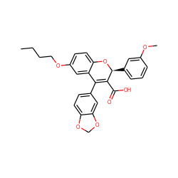 CCCCOc1ccc2c(c1)C(c1ccc3c(c1)OCO3)=C(C(=O)O)[C@H](c1cccc(OC)c1)O2 ZINC000013473421