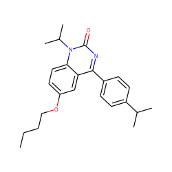 CCCCOc1ccc2c(c1)c(-c1ccc(C(C)C)cc1)nc(=O)n2C(C)C ZINC000045366829