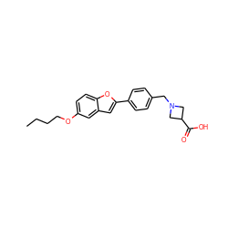 CCCCOc1ccc2oc(-c3ccc(CN4CC(C(=O)O)C4)cc3)cc2c1 ZINC000043153510